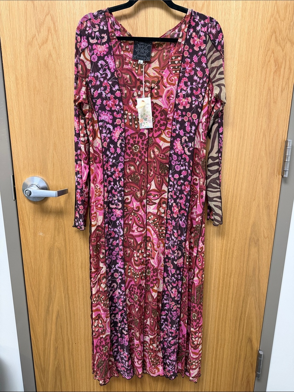 NWT Johnny Was Pink Multi-Print Floral Mesh Maxi Dress - Picture 1 of 7